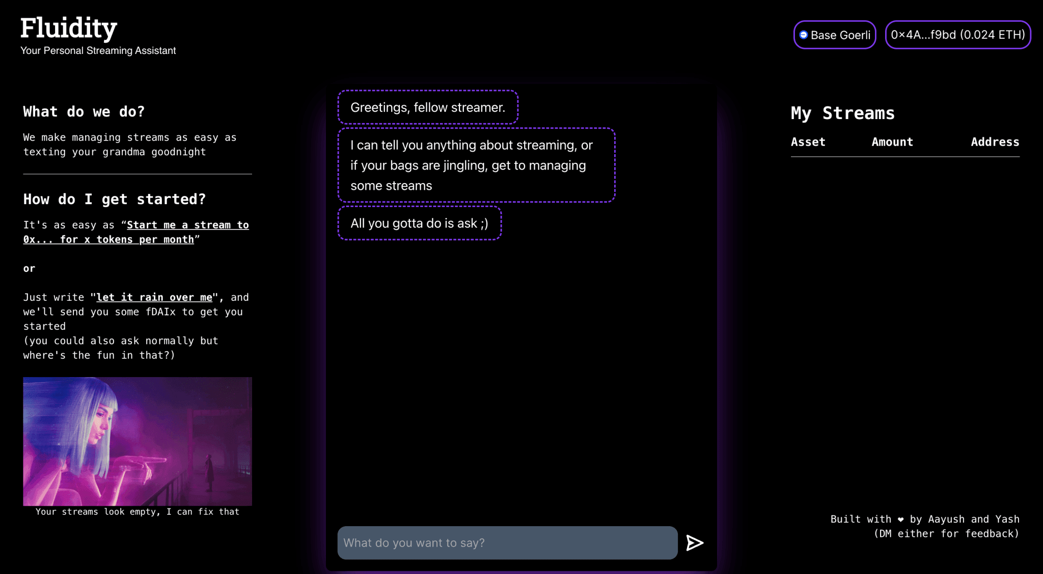 Fluidity main page screenshot